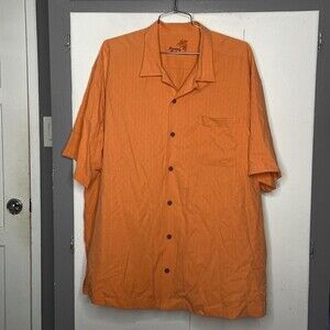 Tommy Bahama Mens Orange 100% Silk Button  Short Sleeve Shirt 2XB 2XL Big
